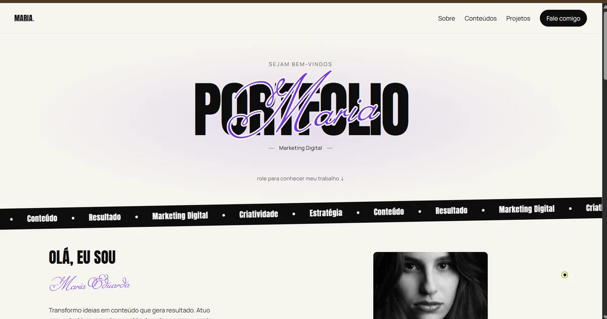 Prévia do projeto Portfólio Maria Eduarda